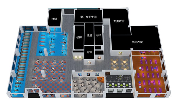 1500平方健身房配置方案-广西快盈VIII体育健身器材有限公司