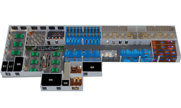 1200平方健身房配置方案-广西快盈VIII体育健身器材有限公司