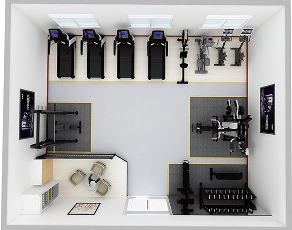 80平方健身房配置方案-广西快盈VIII体育健身器材有限公司