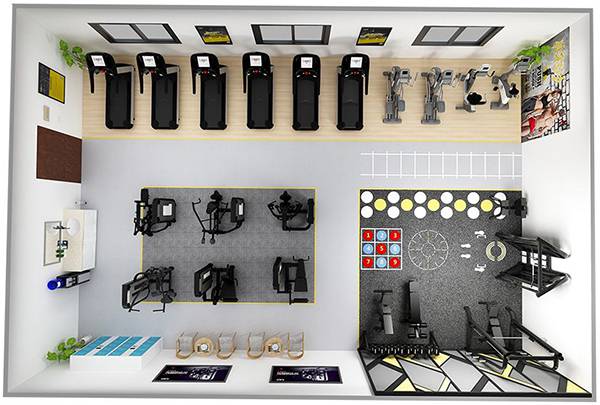 120平方健身房配置方案-广西快盈VIII体育健身器材有限公司